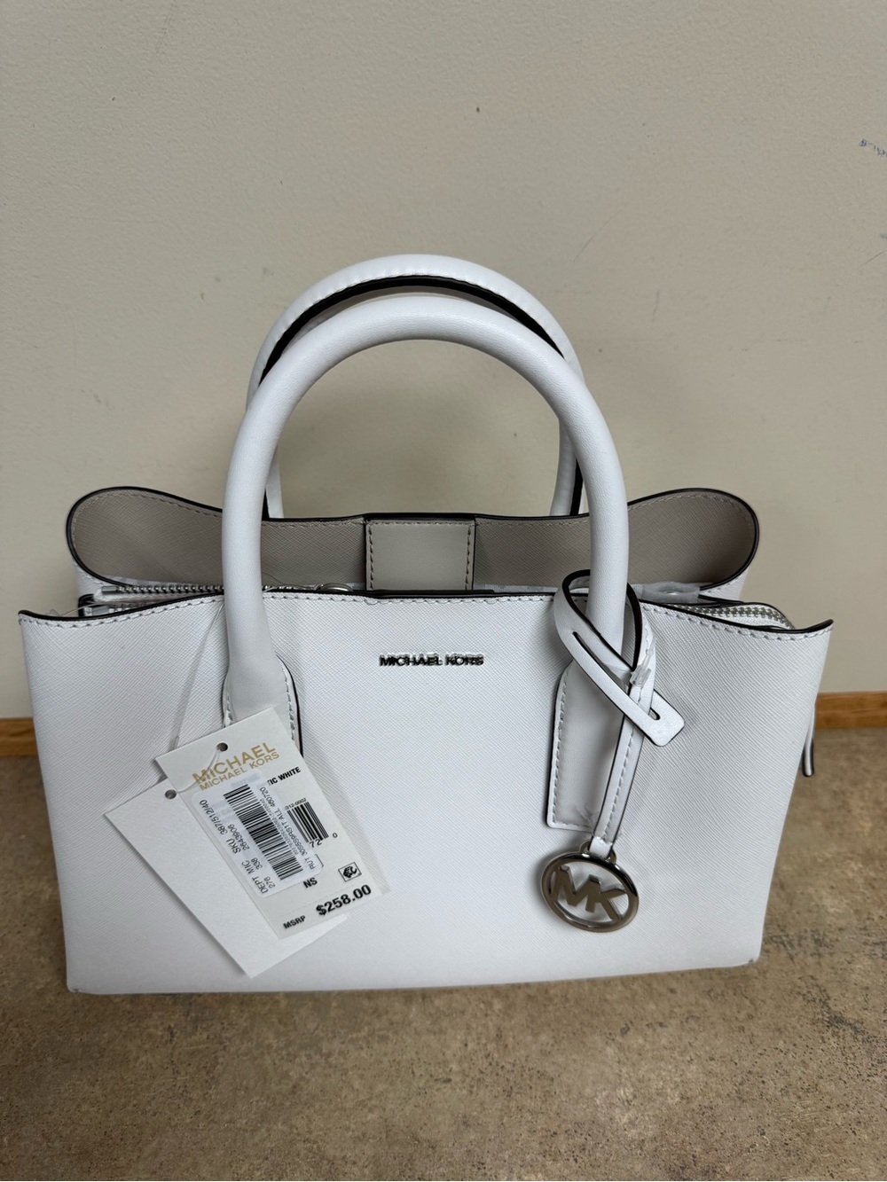 Michael Kors White Saffiano Leather Top-Handle Satchel